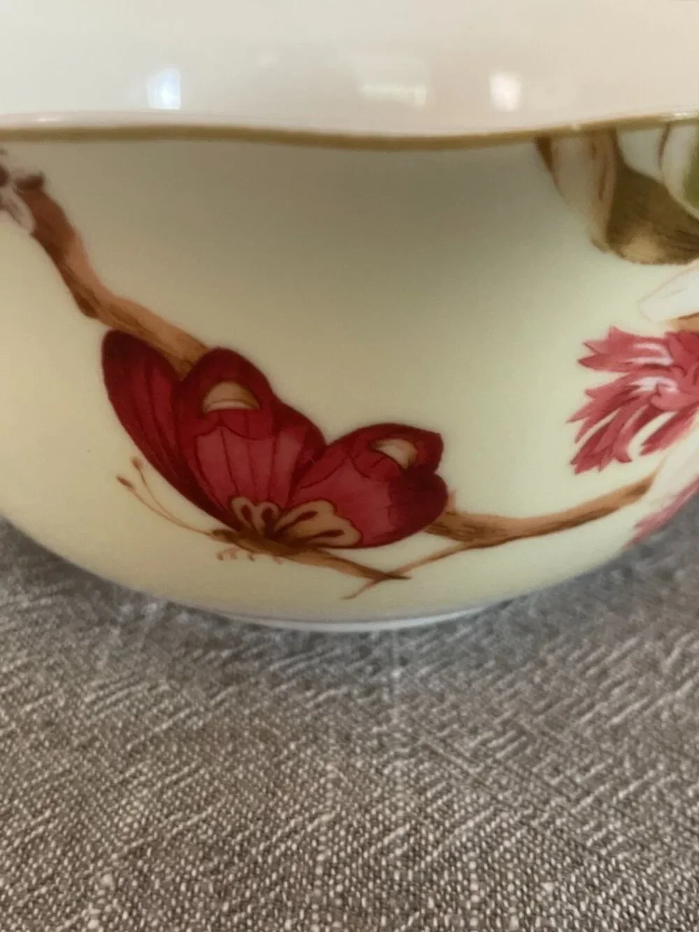 (2) 222 Fifth LUTECE Cereal/Soup Bowls Matches Fleur Rouge Butterfly!